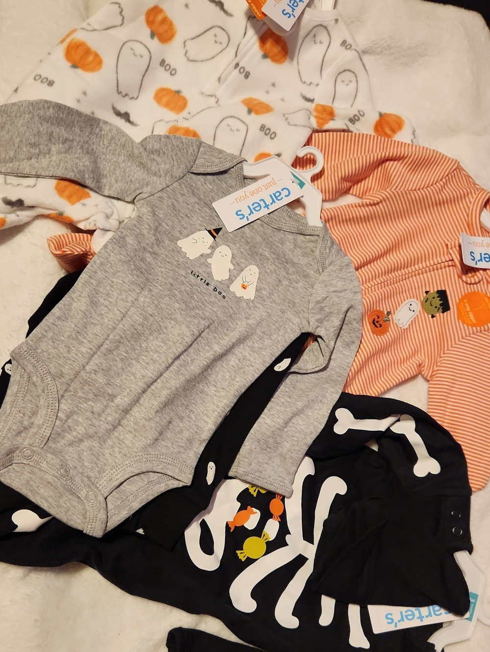 Carter's, Baby 3 months, Halloween, Skeleton, Pumpkins And Ghost Onesies Bundle